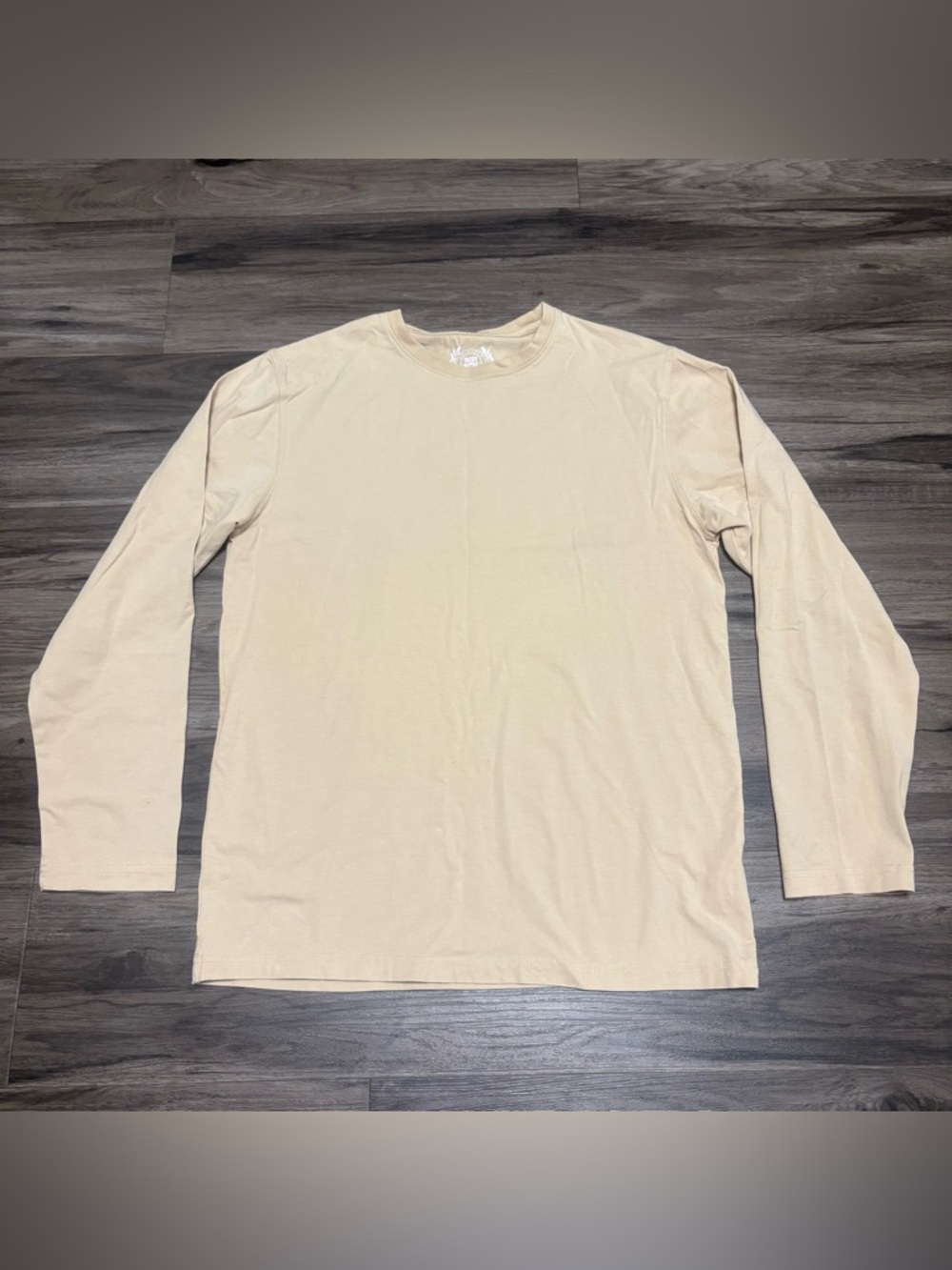 Men's Long Sleeve Crewneck Shirt in Light Beige